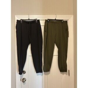 Athletic Pants / Joggers  (Lot Of 2)  Size Large Black And Green Wide Soft